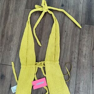 Yellow Knit Halter Top
